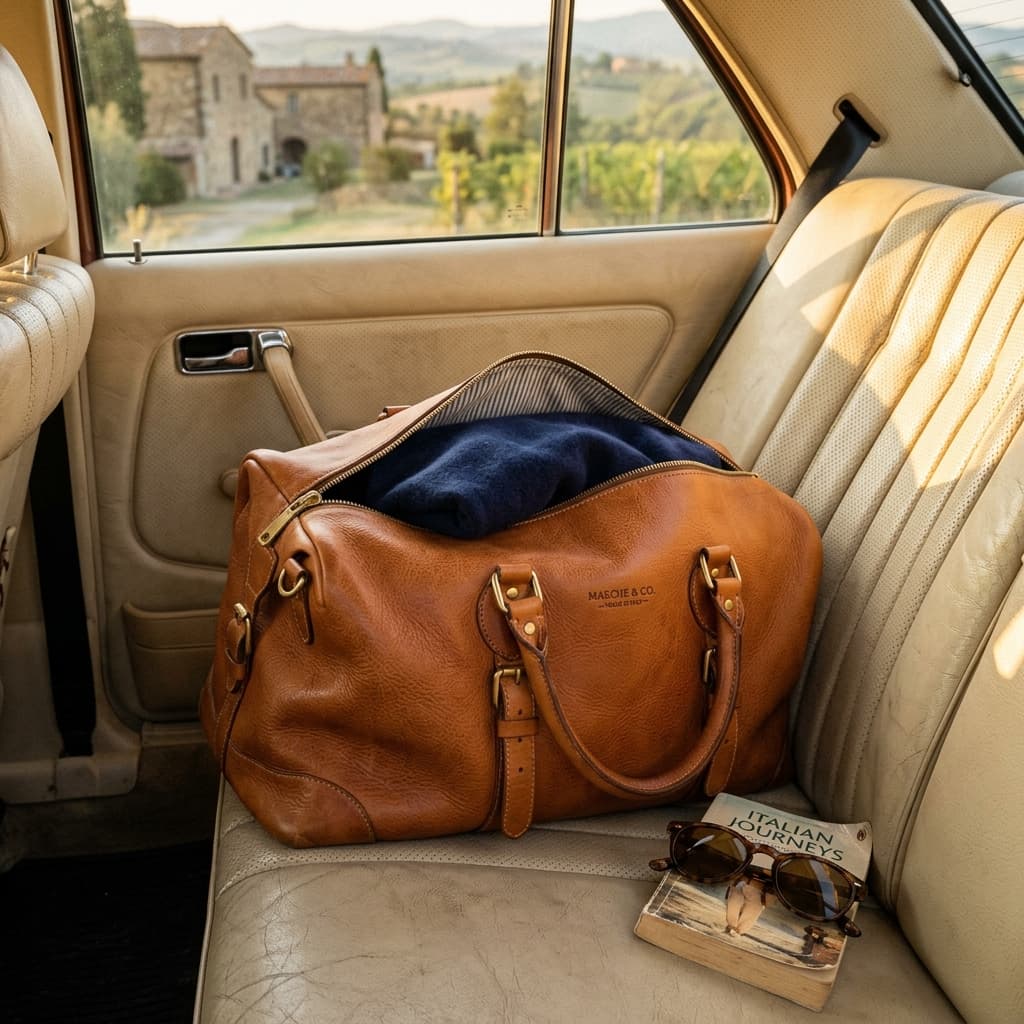 Leather Weekender ad creative